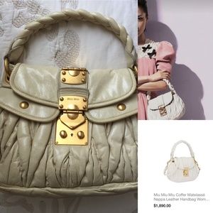 Miu Miu Mui Coffer White Cream Matelasse Handbag